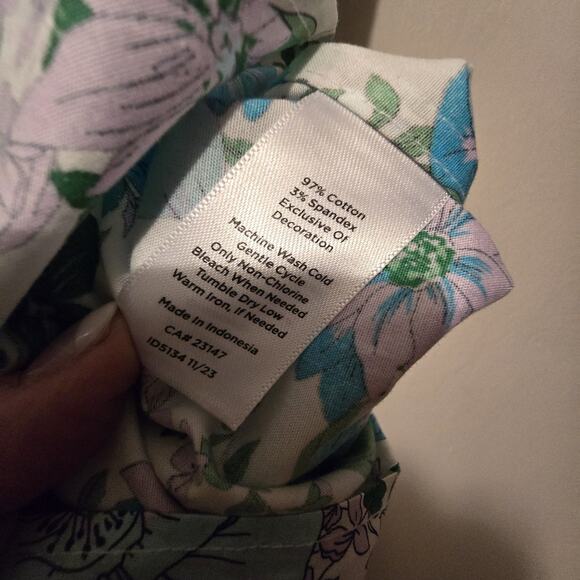 Talbots Non Iron Floral Sleeveless Shirt Women's 16W Blue Tropical Resort Cruise - Picture 6 of 9